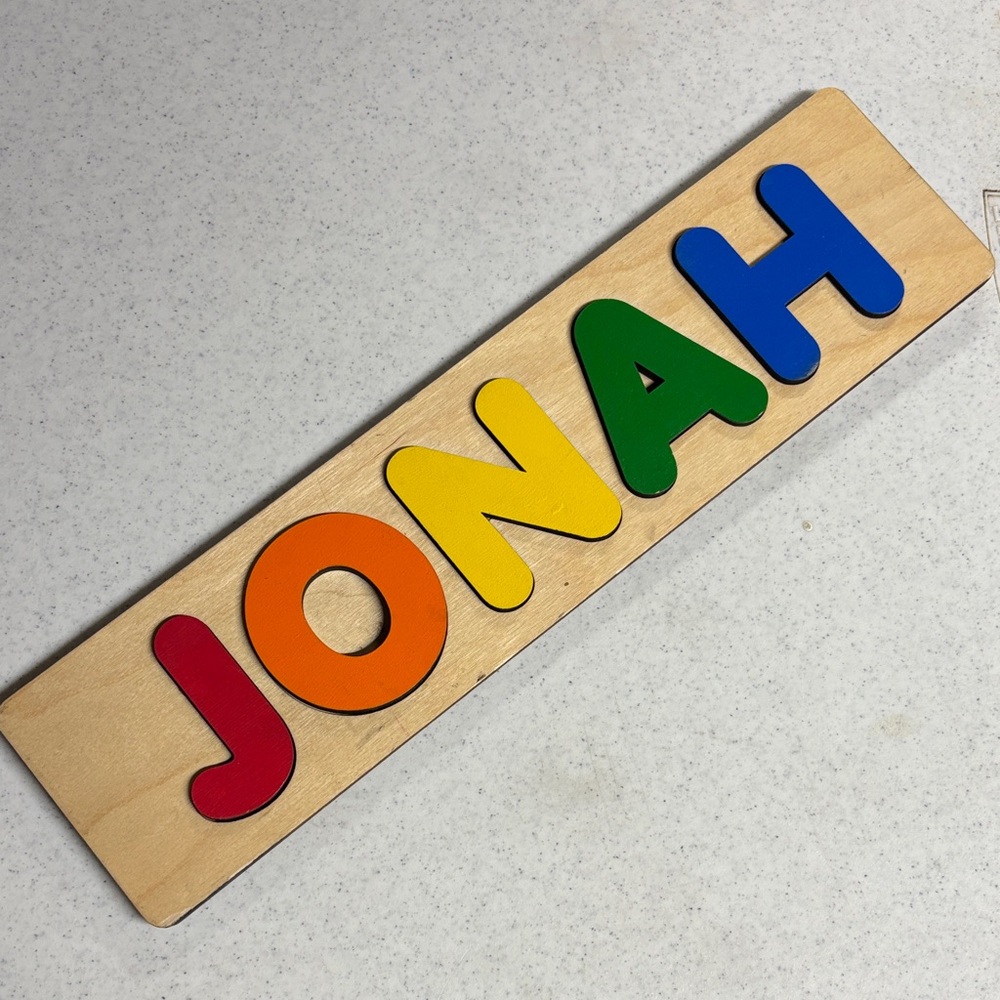 Colorful Wooden JONAH Name Puzzle